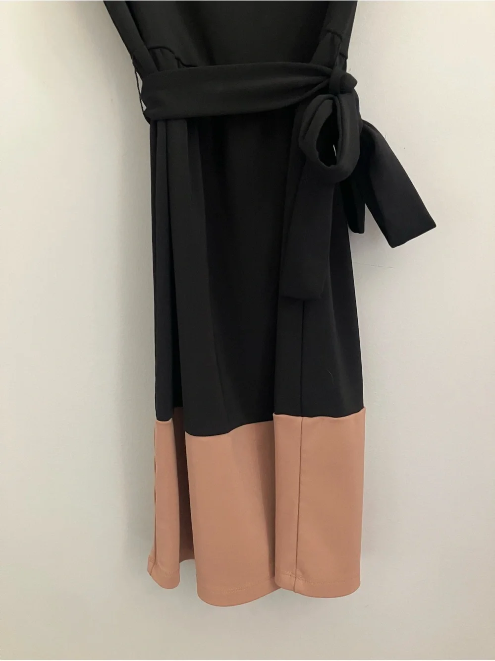 ANN TAYLOR Black and Tan Color Block Belted A-Line Tank Dress Size 2P